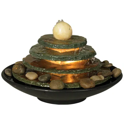 John Timberland Pyramid 10" High Feng Shui Ball Lighted Table Fountain