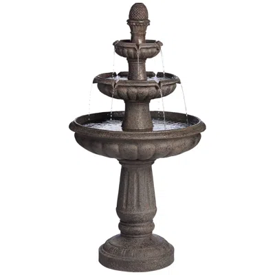 John Timberland Rendaux 43" High Gray 3-tier Led Outdoor Fountain