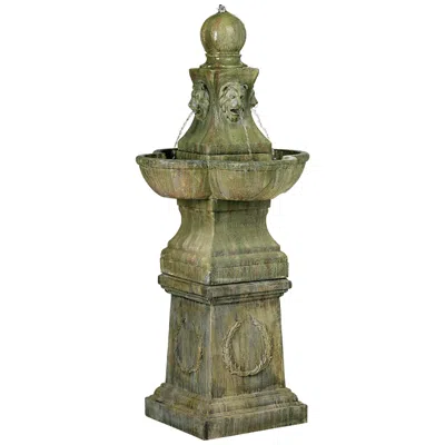 John Timberland Royal Lion 54" High Garden Pedestal Outdoor Fountain