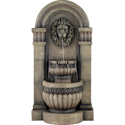 John Timberland Royal Lion Face 50" High 2-tier Fountain With Led Light