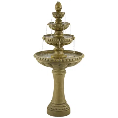 John Timberland Sag Harbor 66" High Stone 4-tier Led Outdoor Floor Fountain