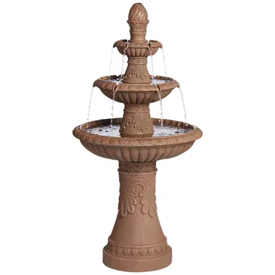 John Timberland Santa Cruz 45 3/4" High Faux Stone 3-tier Led Outdoor Fountain
