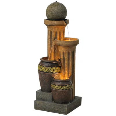 John Timberland Sphere Jugs And Columns 50" Rustic Fountain With Light