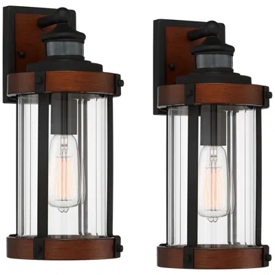 John Timberland Stan 15 1/2" Motion Sensor Black Outdoor Lights Set