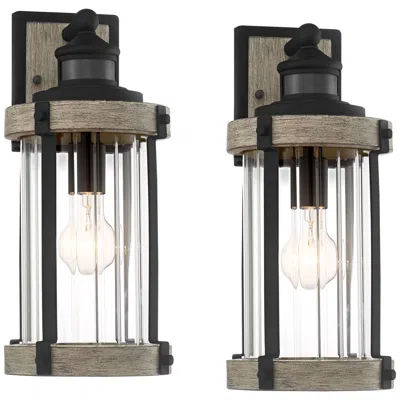 John Timberland Stan 15 1/2"h Gray Dual-bright Motion Sensor Outdoor Light Set Of 2