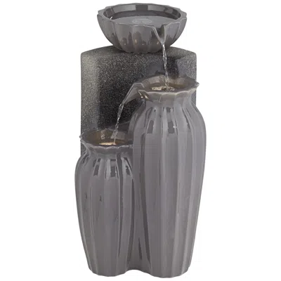 John Timberland Three Bowls 26 1/2"h Dark Gray Three-tier Outdoor Led Floor Fountain