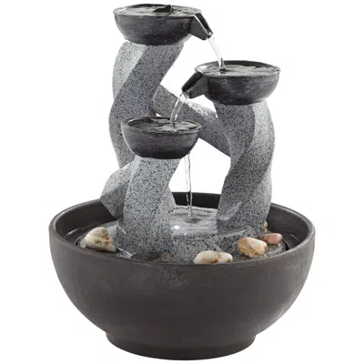 John Timberland Three Twist Column 11" High Led Cascading Tabletop Fountain