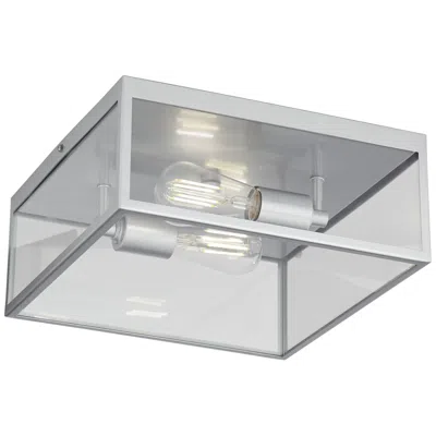 John Timberland Titan 12" Wide Matte Silver Square Indoor-outdoor Ceiling Light