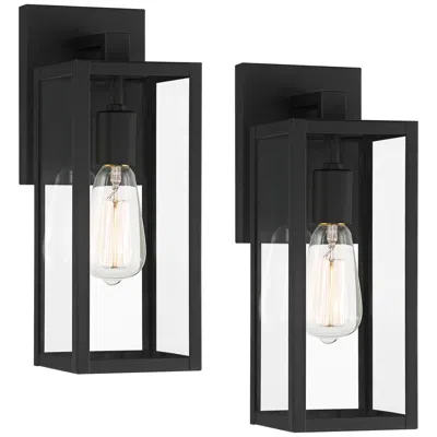 John Timberland Titan 14 1/4" Mystic Black Outdoor Lights Set Of 2
