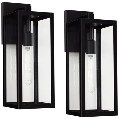 John Timberland Titan 17" Mystic Black Outdoor Wall Lights Set Of 2