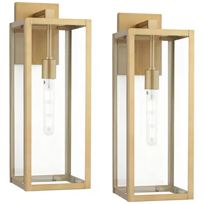 John Timberland Titan 20 1/4" Rectangular Gold Outdoor Lights Set Of 2