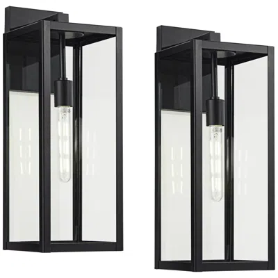 John Timberland Titan 20" Mystic Black Outdoor Wall Lights Set Of 2