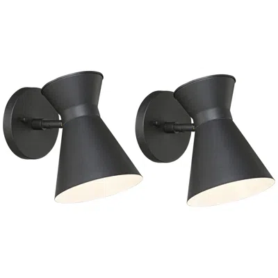 John Timberland Vance 8" High Black Led Swivel Outdoor Wall Light Set Of 2