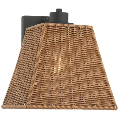John Timberland Weaver 10 3/4" High Brown Faux Rattan Wall Light