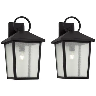 John Timberland Westmont 18"h Sand Black Outdoor Wall Light Set Of 2