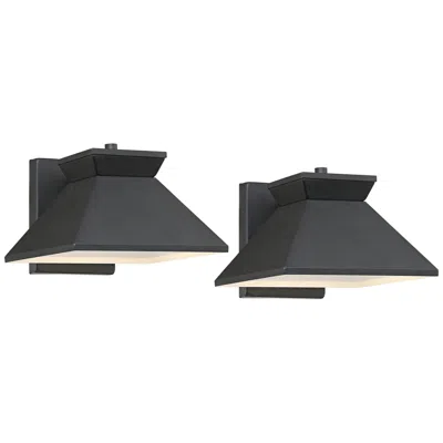 John Timberland Whatley 6 1/4" High Black Led Outdoor Wall Light Set Of 2