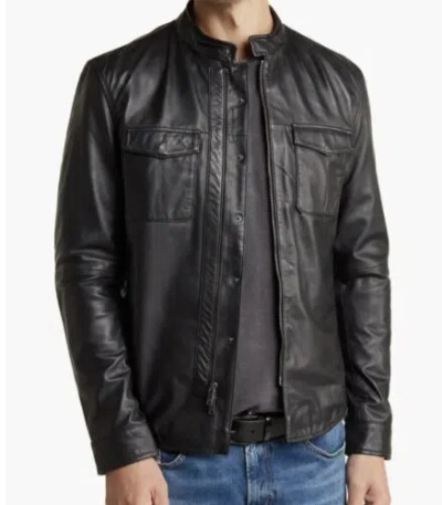 Pre-owned John Varvatos 100% Sheepskin Leather Biker Motorcycle Jacket Black Sz L $798