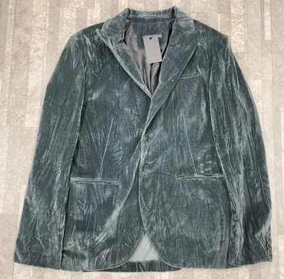 Pre-owned John Varvatos $1498  Men's Velvet Blazer In Oiled Blue Size:48