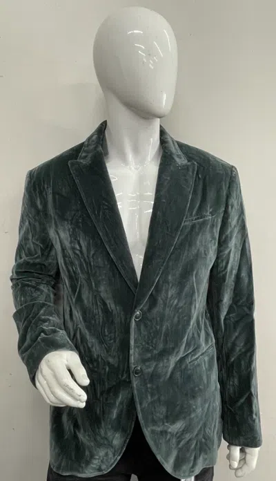 Pre-owned John Varvatos $1498  Men's Velvet Blazer In Oiled Blue Size:56