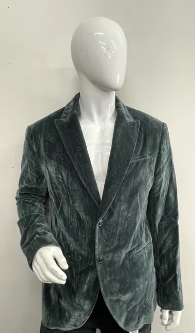 Pre-owned John Varvatos $1498  Velvet Jacket In Oiled Blue Size: 58x