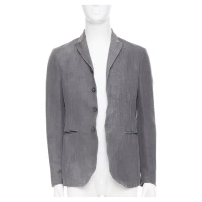 Pre-owned John Varvatos 2015 High Break Notch Lapel Textured Button Grey Jacket Eu44 Xs In Gray