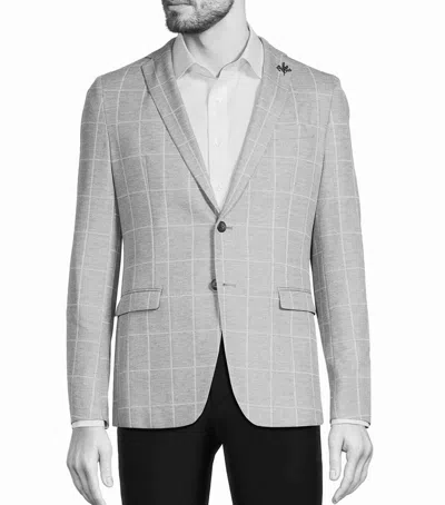 Pre-owned John Varvatos $598  Baxter Windowpane Blazer In Charcoal Gray Size:36