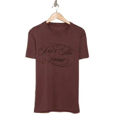 John Varvatos Ain't No Saint Slub Graphic Tee In Burgundy