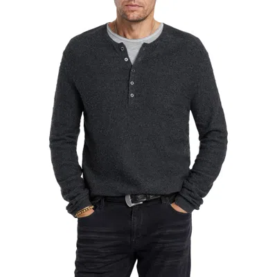 John Varvatos Alhandra Wool & Cashmere Henley Sweater In Charcoal
