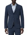 John Varvatos Check-pattern Notched-lapel Jacket In Blue