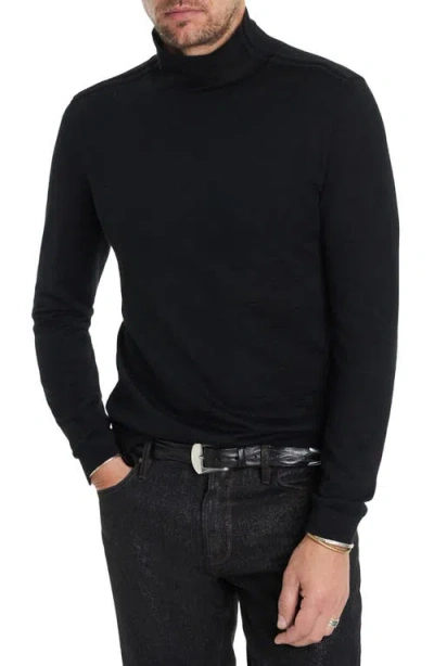 John Varvatos Alonte Alpaca & Silk Mock Neck Sweater In Black