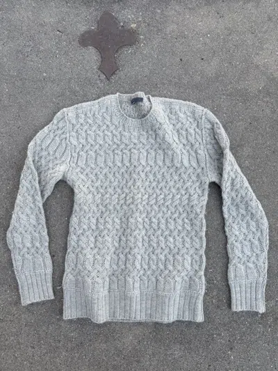 Pre-owned John Varvatos Alpaca Basket Weave Sweater In Gray