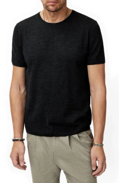 John Varvatos Alvito Regular Fit Short Sleeve Wool Jumper In Charcoal