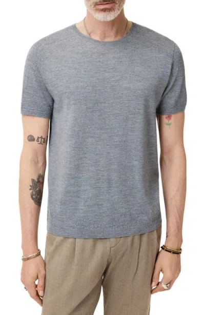 John Varvatos Alvito Regular Fit Short Sleeve Wool Sweater In Med Grey