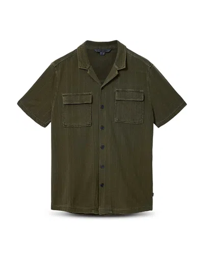 John Varvatos Amadora Organic Cotton Button-up Camp Shirt In Green