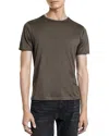 John Varvatos Amato Regular Fit Crew Tee In Dark Brown