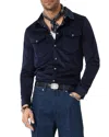 John Varvatos Andres Western Herringbone Faux Suede Snap-up Shirt In Blue