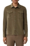 John Varvatos Andres Western Herringbone Faux Suede Snap-up Shirt In Brown