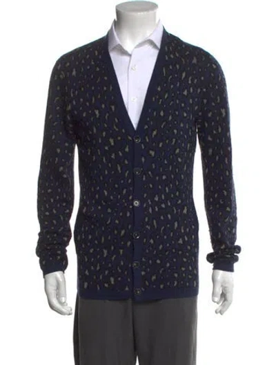 Pre-owned John Varvatos Animal Print V-neck Cardigan In Multi