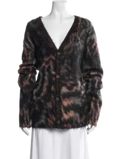 Pre-owned John Varvatos Animal Print V-neck Sweater In Black