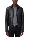 John Varvatos Ansel Crinkle Leather Jacket In Black