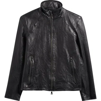 John Varvatos Ansel Crinkled Leather Jacket In Black