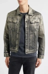 John Varvatos Anthony Foil Trucker Jacket In Gray