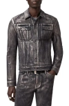John Varvatos Anthony Foiled Denim Trucker Jacket In Black