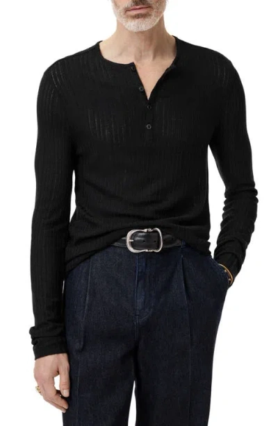John Varvatos Araujo Regular Fit Rib Henley In Black
