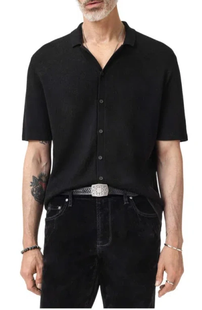 John Varvatos Arlon Paisley Sheen Camp Shirt In Black