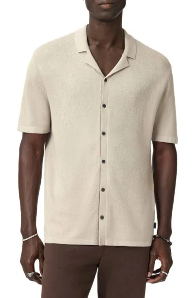 John Varvatos Arlon Jacquard Camp Collar Sweater In Neutral