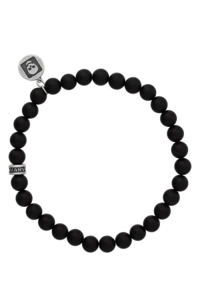 John Varvatos Artisan Beaded Onyx Stretch Bracelet In Silver/black