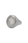 John Varvatos Artisan Sterling Silver Howlite Signet Ring In Silver