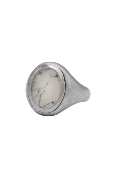 John Varvatos Artisan Sterling Silver Howlite Signet Ring In Metallic