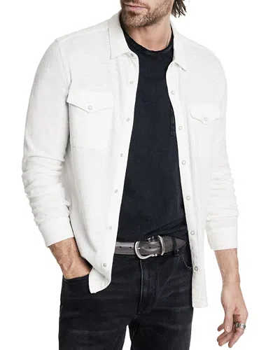 John Varvatos Arvon Cotton Textured Knit Button Down Western Shirt In White